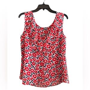 CAbi Red and Black Poppy Sleeveless Blouse